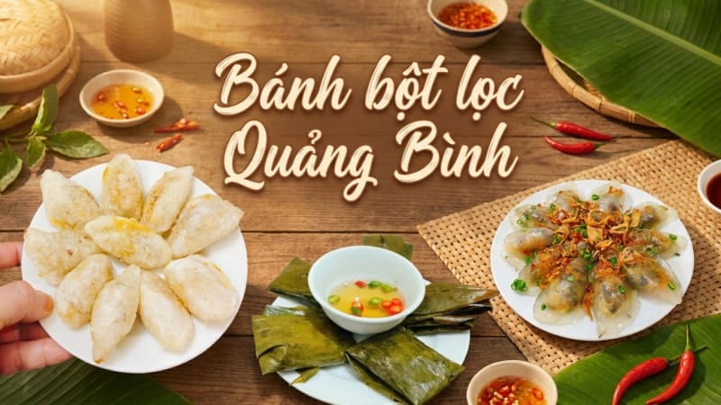 Bánh lọc bột sắn, tôm sông